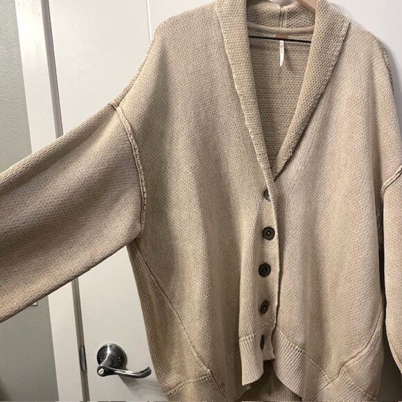Free People Oversized Button Front Chamomile Cardigan Medium Neutral - Picture 5 of 16